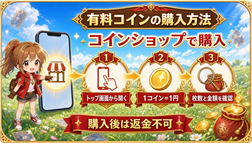 オリくじの有料コインをコインショップで購入する方法