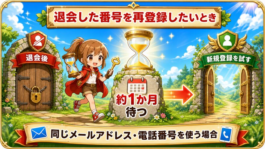 退会したアカウントの電話番号を再登録するまでの流れ