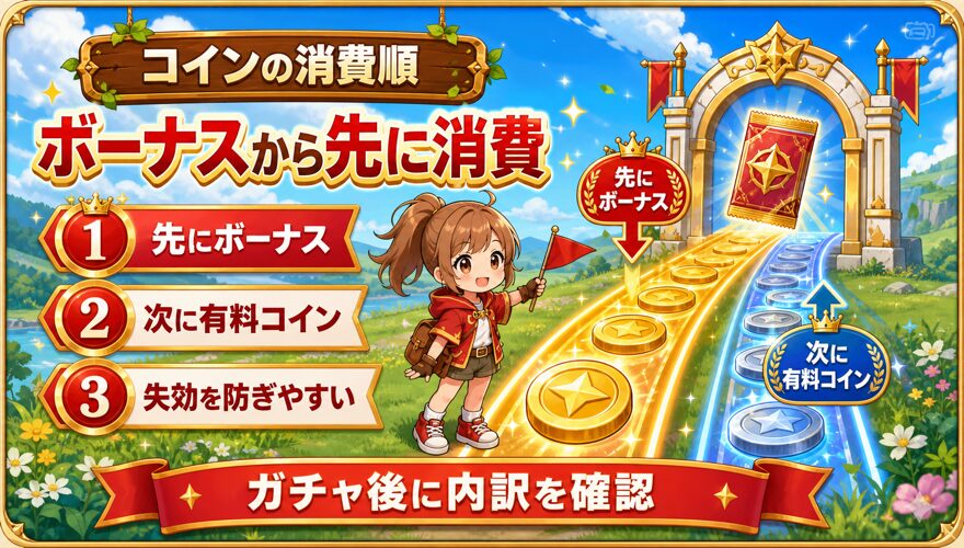 オリくじでボーナスコインから優先的に消費される仕組み