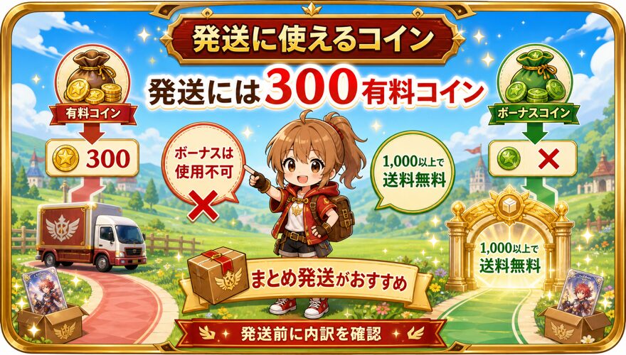 オリくじの発送依頼に使える有料コインとボーナスコインの条件