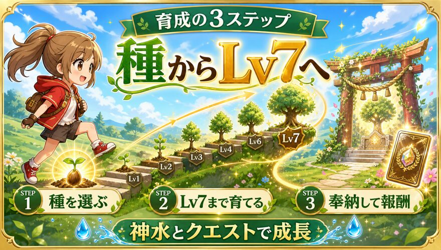 オリくじファームの種からLv7・奉納までの育成手順