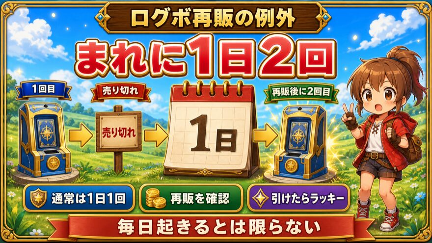 エクストレカのログインボーナスが売り切れ後の再販で1日2回引ける場合の図解