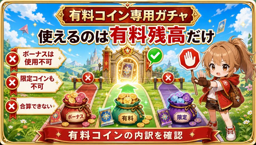 オリくじの有料コイン専用ガチャで使えるコイン