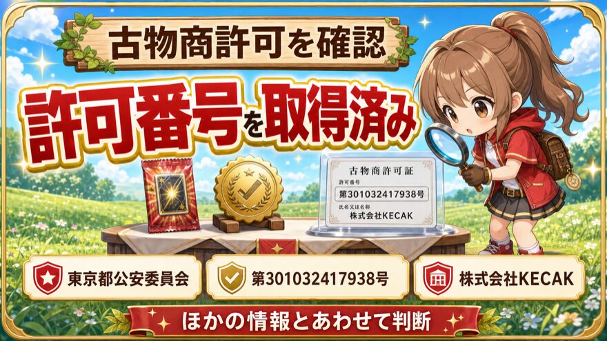 オリパワンの古物商許可番号を示す図解