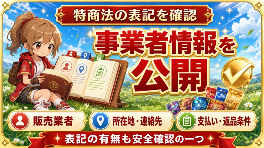 オリパワンの特定商取引法に基づく表記を示す図解