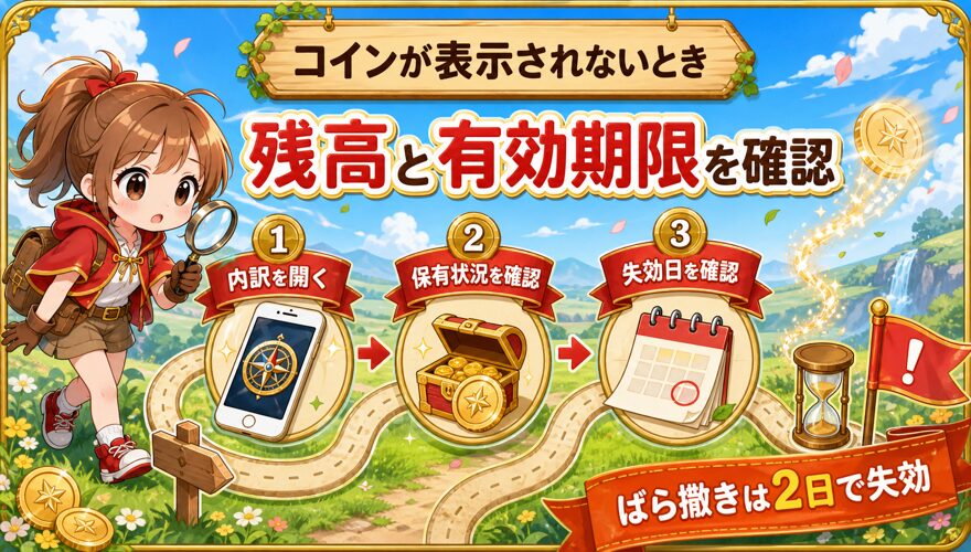 オリくじのコインが表示されない場合の残高と有効期限の確認方法