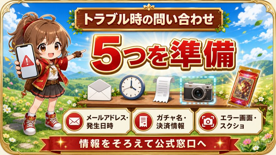 オリパワンへの問い合わせ前に準備する情報を示す図解