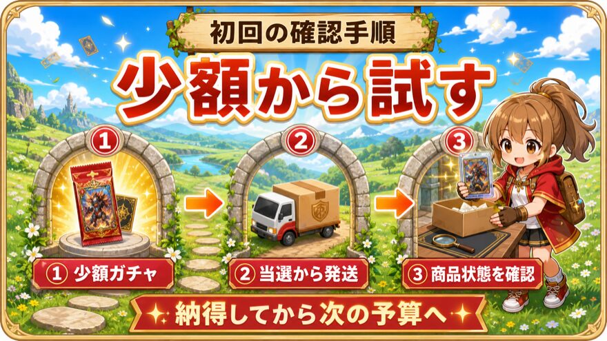 オリパワンを少額から試す確認手順を示す図解