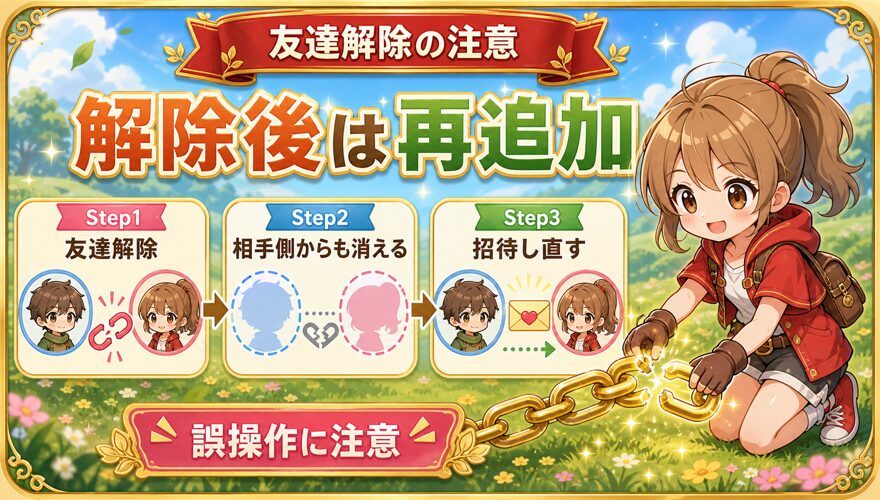 オリくじファームの友達解除後は再追加が必要