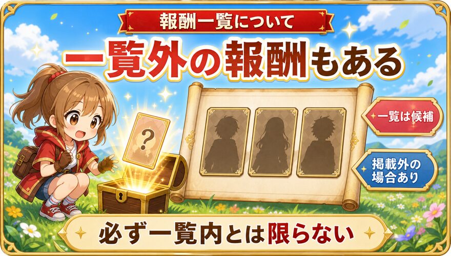 オリくじファームで一覧外の報酬が届く場合