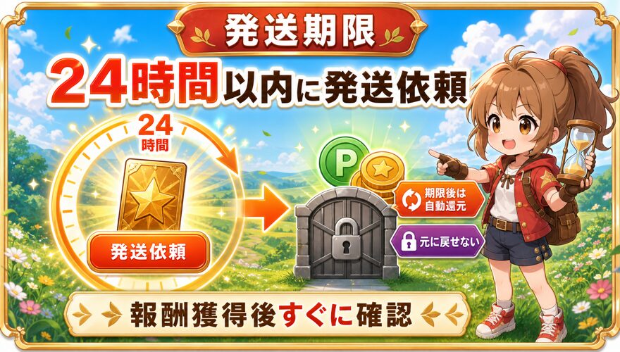 オリくじファーム報酬は獲得から24時間で自動還元