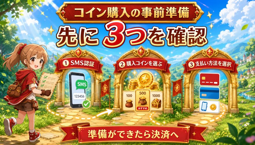 オリパワンでコインを購入する前のSMS認証とコイン選択手順
