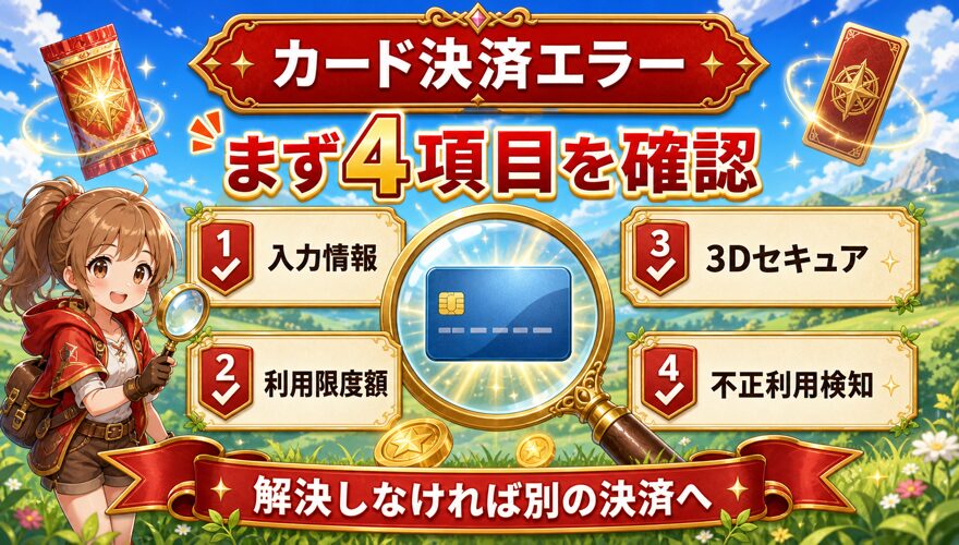 オリパワンでクレジットカード決済エラーが起きたときの確認項目