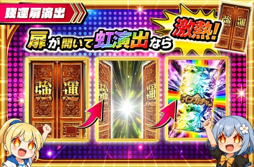 イブガチャの強運扉演出の演出画面