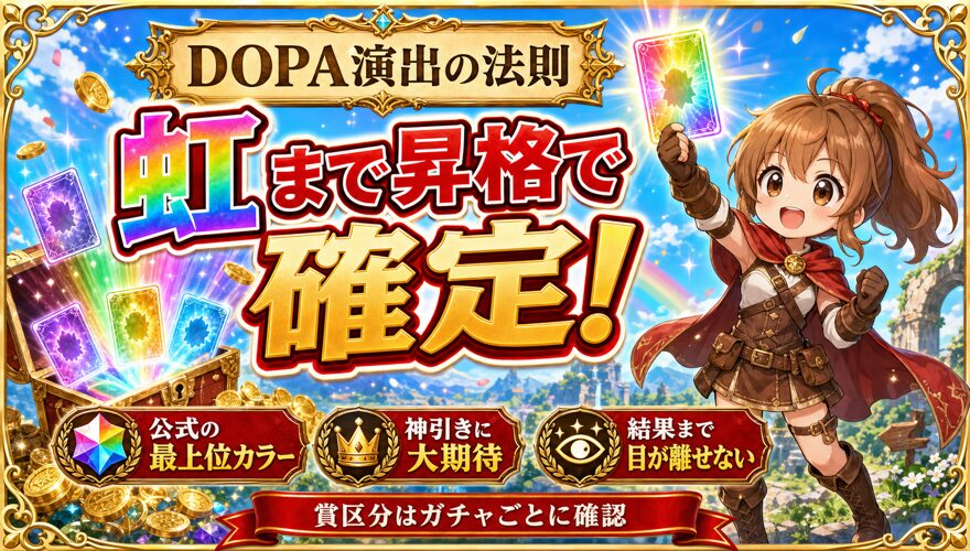DOPAオリパの虹レインボーは確定演出であることを示す図解