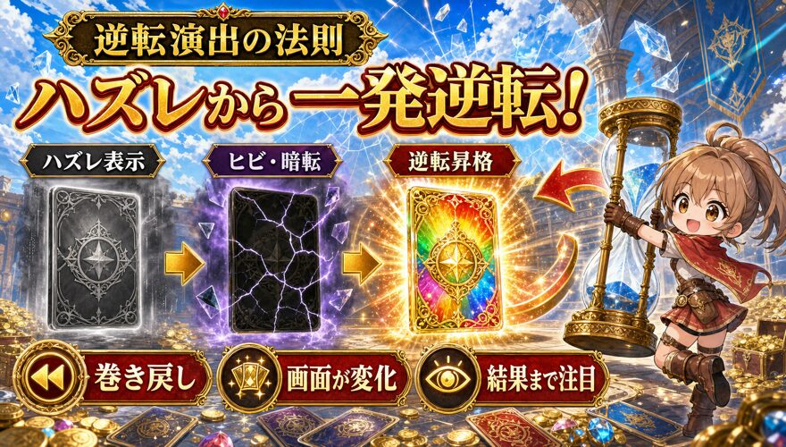 DOPAオリパのハズレ表示から反転・逆転する演出の流れ