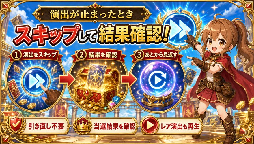 DOPAの演出をスキップしてガチャ結果を確認する手順