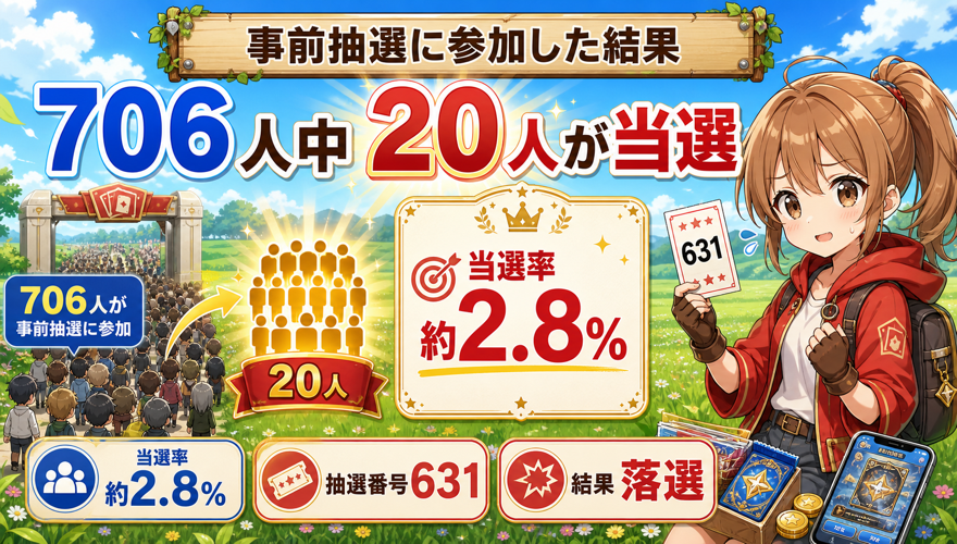 オリくじの事前抽選で706人中20人が当選した結果を示す図解