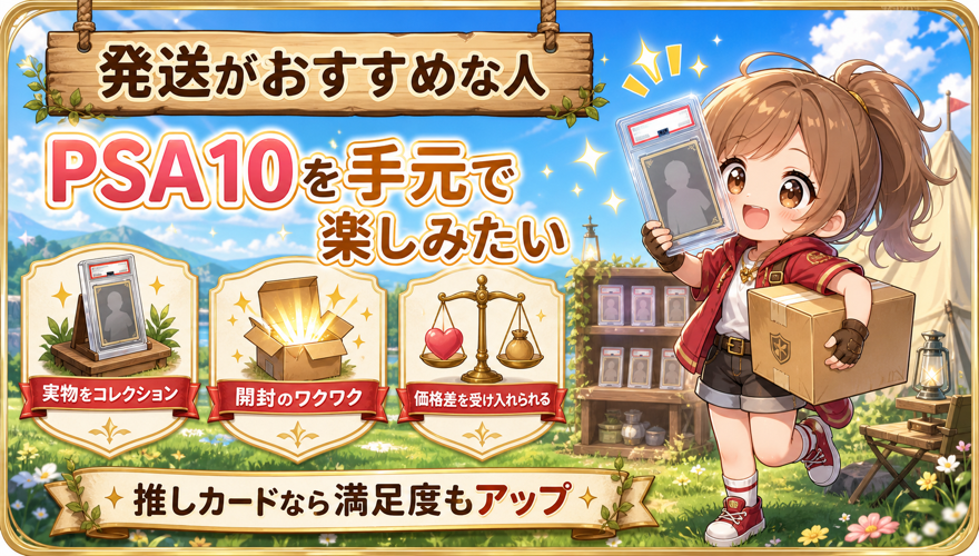 オリくじの何かのPSA10を発送するのがおすすめな人を示す図解