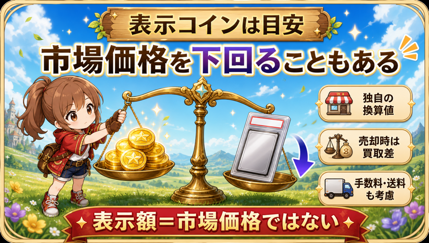 何かのPSA10は表示コインより市場価格が低い場合もあることを示す図解