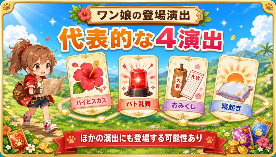 オリパワンでワン娘が登場する代表的な4演出の図解