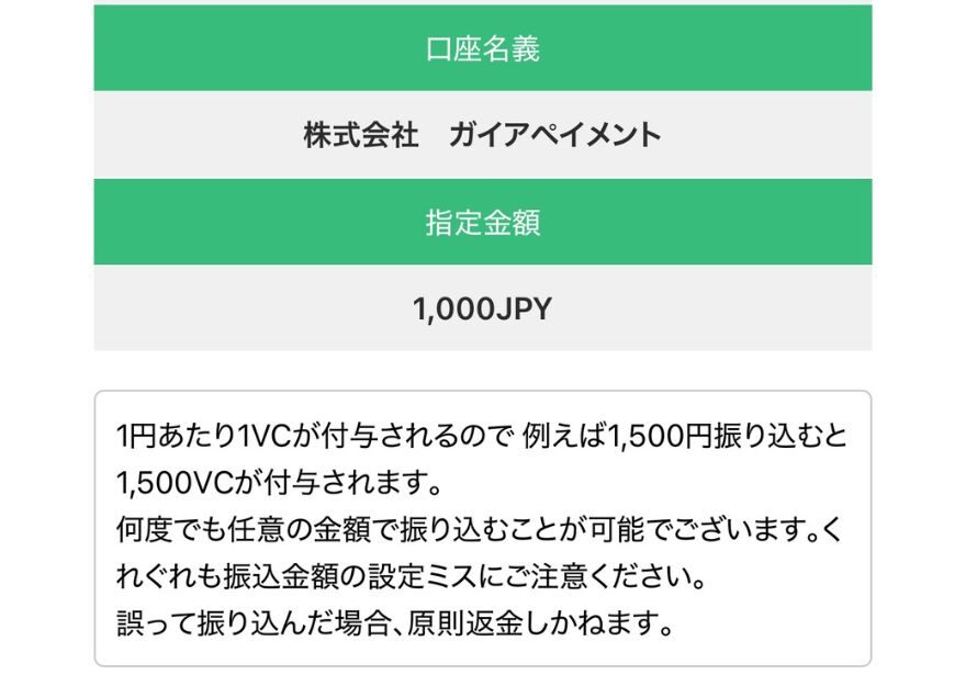 ビクトレの銀行振込の口座名義と指定金額の案内