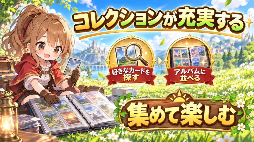 コレクションが充実する。集めて楽しむ。好きなカードを探す。アルバムに並べる
