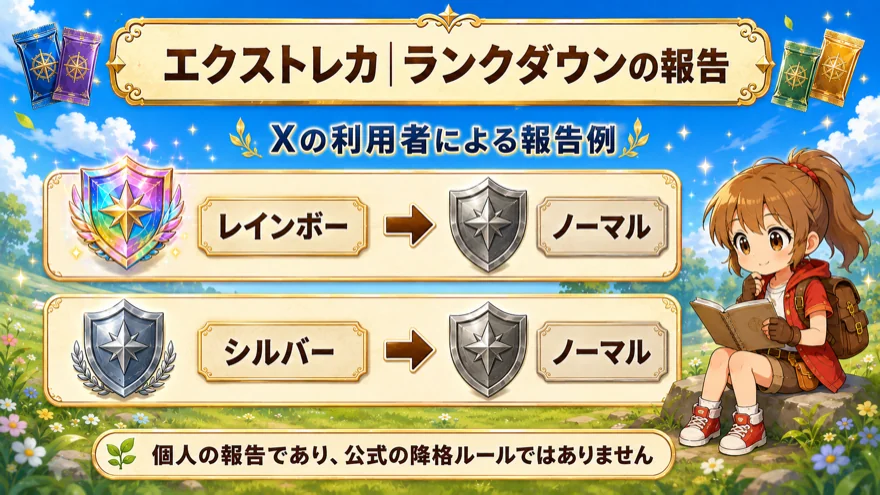 X利用者によるレインボーとシルバーからノーマルへの降格報告例