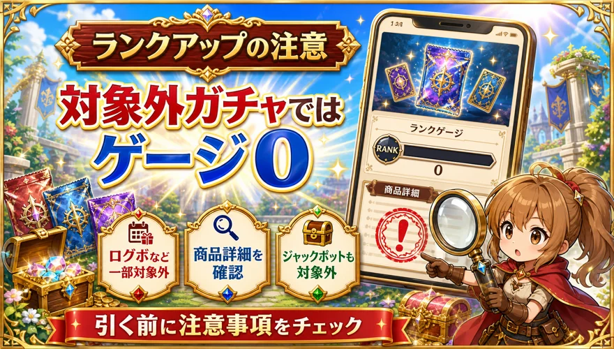 DOPAでランクゲージ対象外のガチャを確認する図解