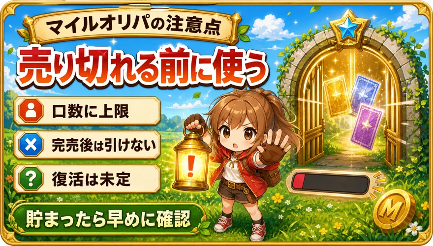 マイル専用オリパの売り切れに注意