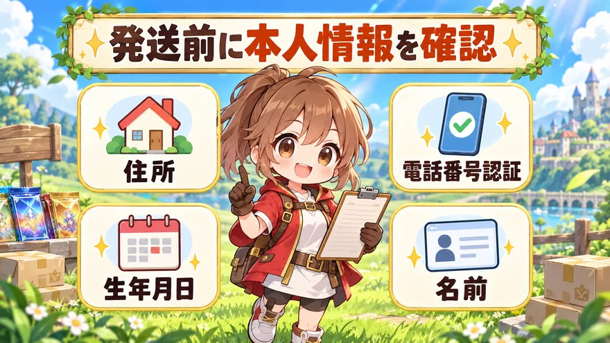 日本トレカセンター：発送に必要な本人情報の図解