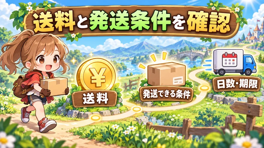 送料と発送条件のポイントを示した図解