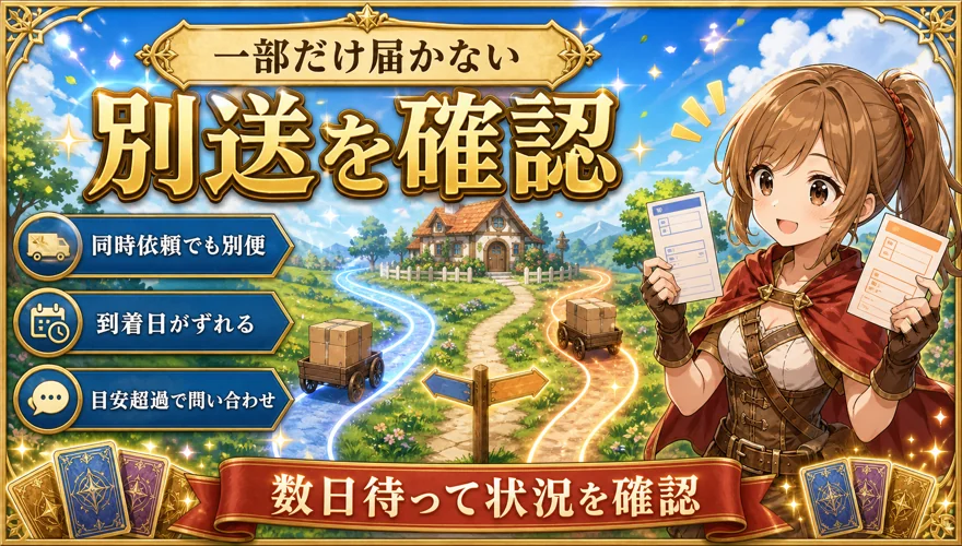一部だけ届かないときは別送を確認