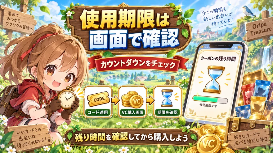 クーポン適用後にVC購入画面のカウントダウンで使用期限を確認