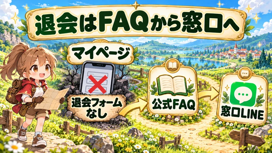 どっかんトレカのマイページには退会フォームがない。公式FAQから窓口LINEへ進む。