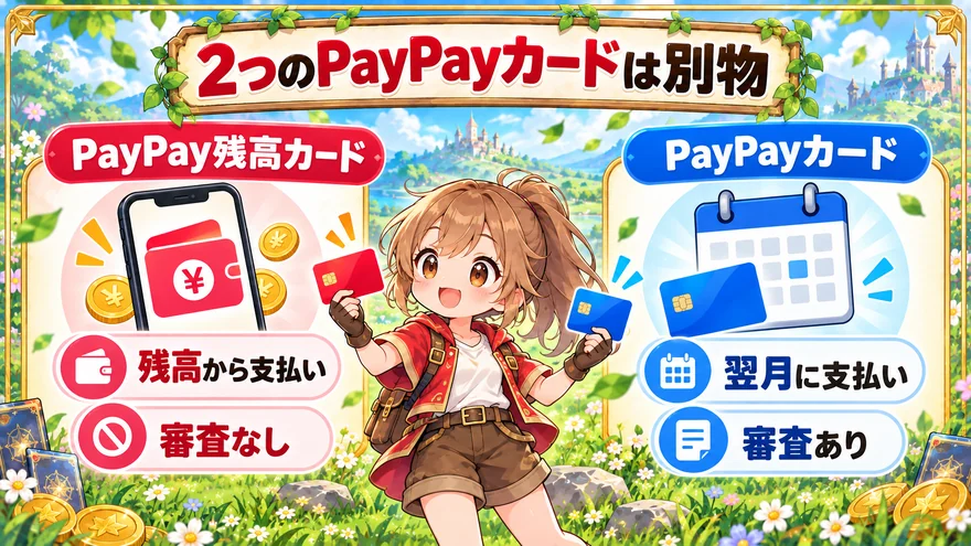 PayPay残高カードとPayPayカードの支払い元・審査の違い