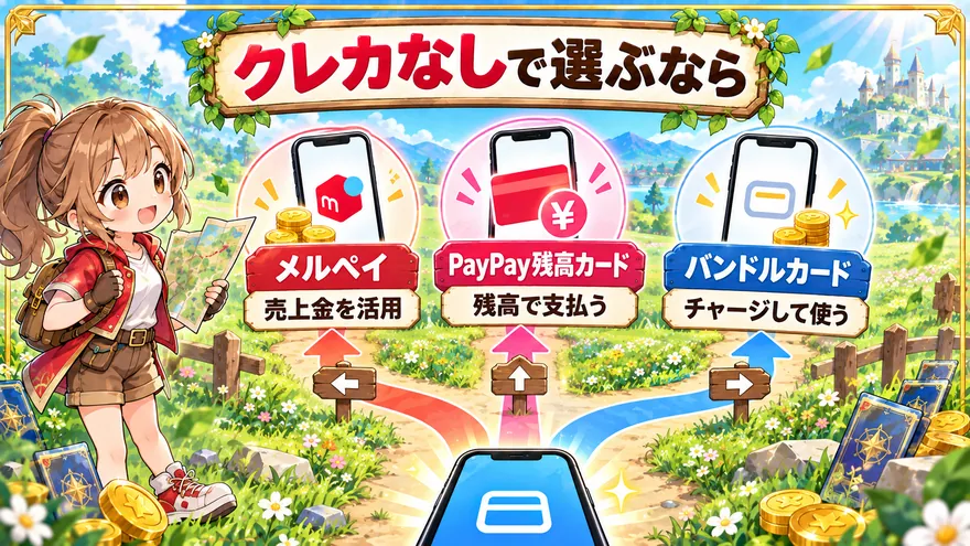 クレジットカードなしで使うメルペイ・PayPay残高カード・バンドルカード