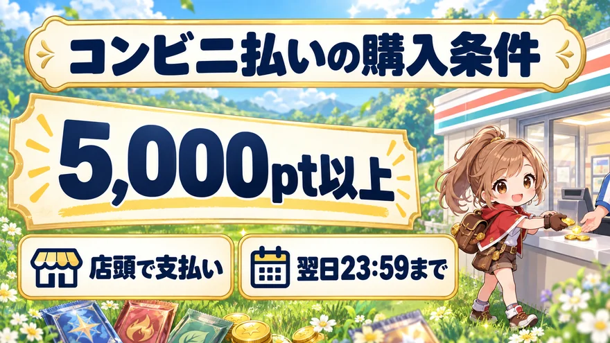 コンビニ払いは5000pt以上で選択し翌日23時59分までに店頭で支払う