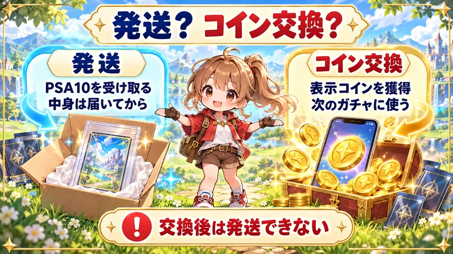 発送とコイン交換の比較表を解説する図解