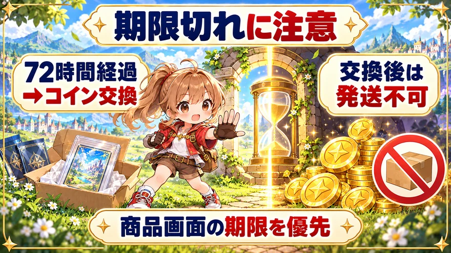 72時間を過ぎるとコインに交換を解説する図解