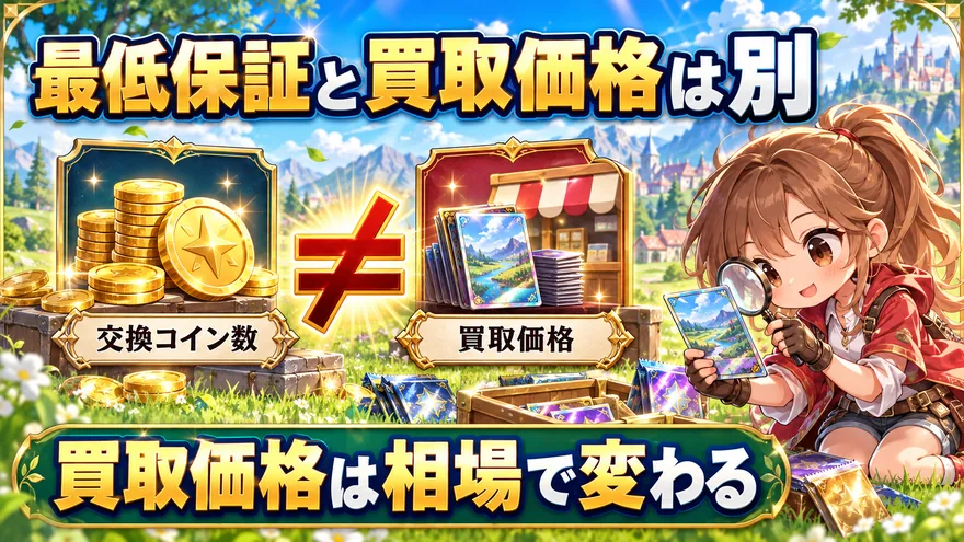 オリスタの最低保証に使われる交換コイン数と市場の買取価格は異なる
