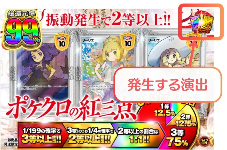 ポケットクロスのガチャバナーで発生する演出を確認する図解